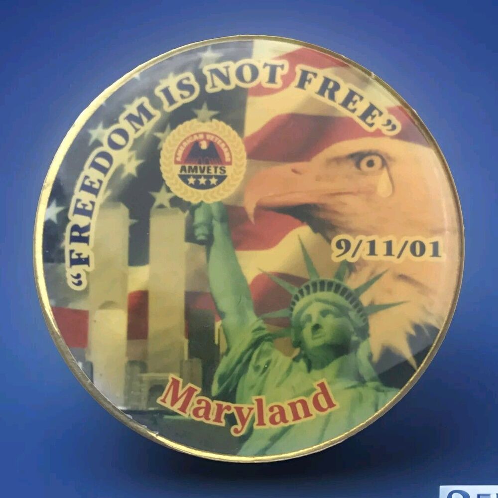 AMVETS 9/11 Maryland Pin Freedom Is Not Free
